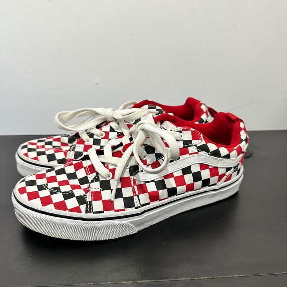 Vans Lowland CC Checkerboard Skate Shoes Youth Size‎ 6 Red Black White - Picture 1 of 7